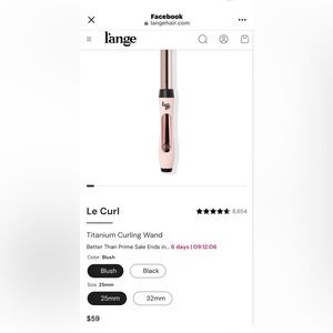 L'ange Le Curl Titanium Curling Wand - Blush